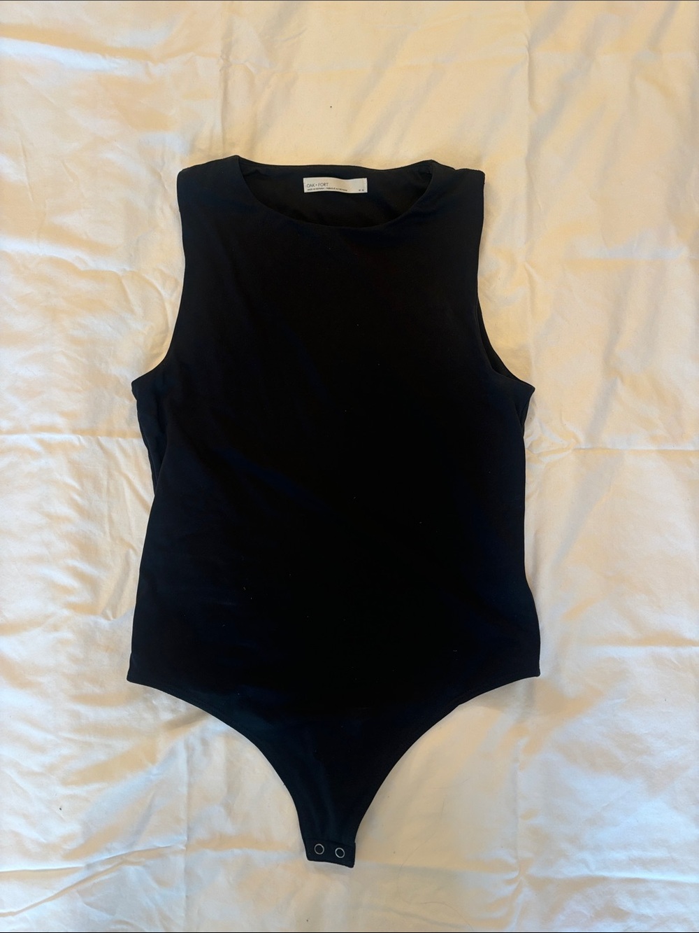 OAK + FORT Black Sleeveless Snap-Closure Bodysuit